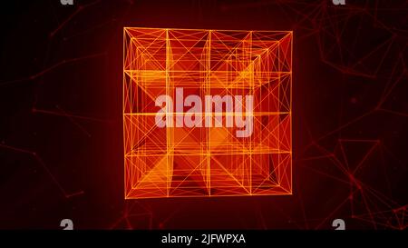 Gray and orange background. Motion. Bright thin lines make up geometric figures in abstraction and move on a light background. High quality 4k footage Stock Photo