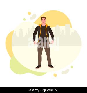 Vector illustration Man is upset. Emotions. Depressed man is in pain. Businessman has problems at work. Lack of funds, inability to pay. Man suffering Stock Vector