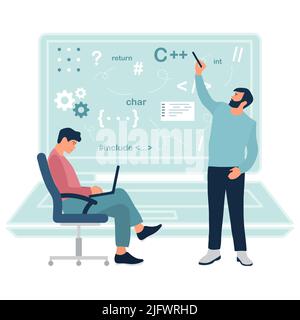 Vector illustration Programming languages learning. Software coding ...