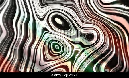 Green and red light flares on the background of round shapes transforming. Motion. Colorful stains of flowing liquid substance Stock Photo