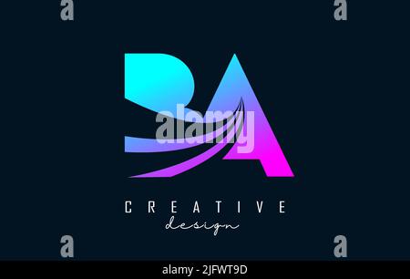 Ba Word Lettering Simple BA Letter Design with Creative Cut and Colorful Rainbow Texture. BA ...