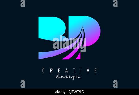 Creative colorful letter BP b p logo with leading lines and road concept design. Letters with geometric design. Vector Illustration with letter and cr Stock Vector