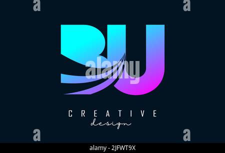 Creative colorful letter BU b u logo with leading lines and road concept design. Letters with geometric design. Vector Illustration with letter and cr Stock Vector