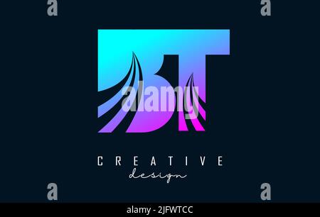 Creative colorful letter BT b t logo with leading lines and road concept design. Letters with geometric design. Vector Illustration with letter and cr Stock Vector