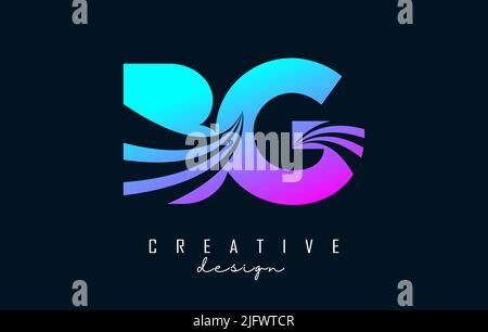 Creative colorful letter BG b g logo with leading lines and road concept design. Letters with geometric design. Vector Illustration with letter and cr Stock Vector