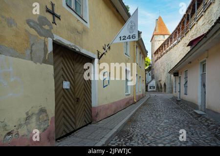 Tallinn, Estonia. July 2022.  Exterior view of the Dominican Convent Museum entrance in the city center Stock Photo
