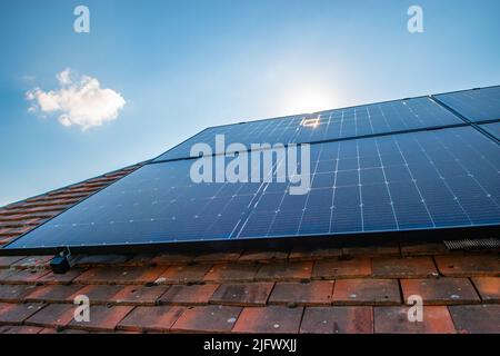 Solar panels on the roof. Stock Photo