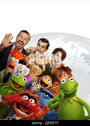 RICKY GERVAIS, TY BURRELL, TINA FEY, MUPPETS MOST WANTED, 2014 Stock Photo