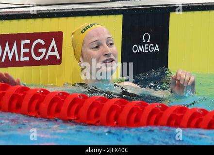 Mollie O’Callaghan of Australia Finale 100 M Freestyle Women   during the 19th FINA World Championships Budapest 2022, Swimming event on June 23 2022 in Budapest, Hungary - Photo Laurent Lairys / DPPI Stock Photo