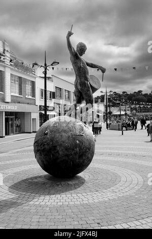 Tim Shaw's The Drummer sculpture Outside of the Hall for Cornwall in Lemon Quay, Truro, Cornwall Stock Photo