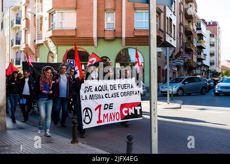 Workers' demonstration, May 1st. Aranda de Duero, Burgos, Castilla y León, Spain, Europe Stock Photo