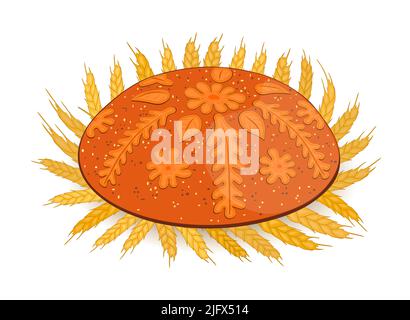 Bread, pie of round shape, decorated with sprinkles on a white background vector Stock Vector