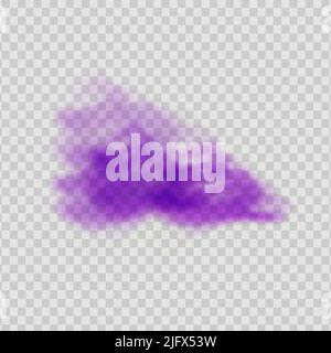 Realistic scary mystical violet fog.Night Halloween. Purple poisonous gas, dust and smoke effect. Stock Vector