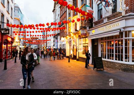 Chinatown is an ethnic enclave in the City of Westminster. The enclave currently occupies the area in and around Gerrard Street. It contains a number Stock Photo