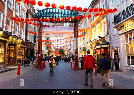 Chinatown is an ethnic enclave in the City of Westminster. The enclave currently occupies the area in and around Gerrard Street. It contains a number Stock Photo