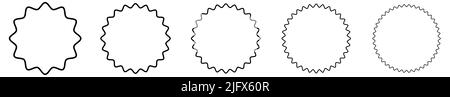 Simple sticker like shapes - circles with round wavy edge Stock Vector