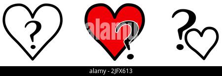 Heart icon or sign with question mark Stock Vector