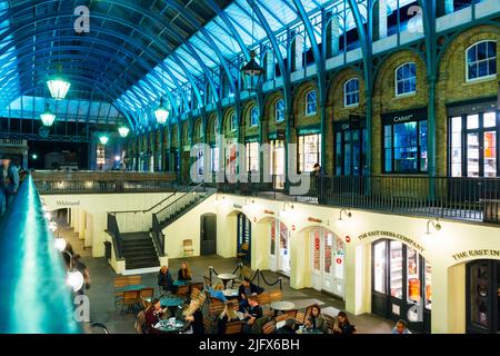 Restaurants and cafes inside Covent Garden Market. London, United Kindom, Europe