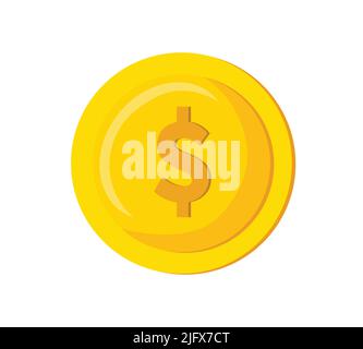 Dollar Golden Coin Icon Isolated Illustration Penny Currency Money Gaming Asset Stock Vector