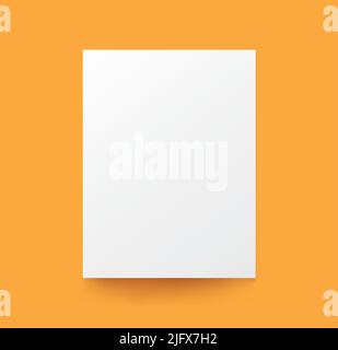 Realistic Poster Mockup White Isolated Blank Canvas Template Yellow Background Presentation Office Advertisement Business Stock Vector