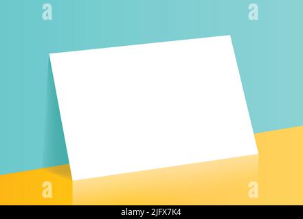 Close Up Blank Business Card Mockup Template Horizontal Branding Corporate Office Presentation Document Realistic Illustration Stock Vector