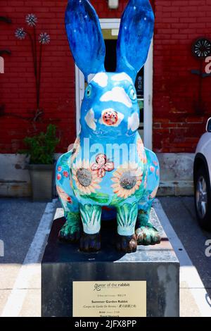 Artist David Horneck's 'Year of the rabbit' sculpture, a public art project in Cleveland, Ohio in May 2022 Stock Photo