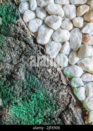 Decor stone man made wall interior design texture. Separated Yin Yang curve lines shapes. Beautiful wallpaper. Romantic simple. grunge WHITE light Stock Photo
