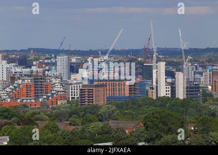 A partial view of Leeds City Centre taken from Cabbage Hill in Wortley Stock Photo