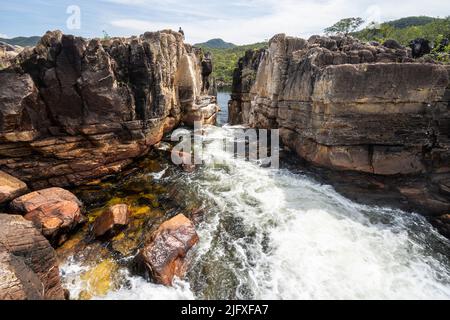 Beautiful view to big rocky canyon and cerrado river Stock Photo