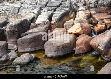 Beautiful view to wild and rocky cerrado river Stock Photo