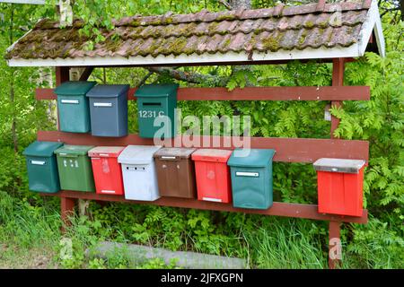 Mail boxes in Uukuniemi in Eastern Finland in June 2022 Stock Photo