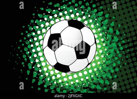 soccer ball over halftone splash background - vector artwork Stock Vector