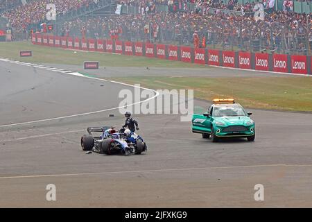 Silverstone F1 GP Crash, at start of race, July 2022, Silverstone Circuit, Silverstone, Towcester, Northamptonshire, England, UK,  NN12 8TL Stock Photo