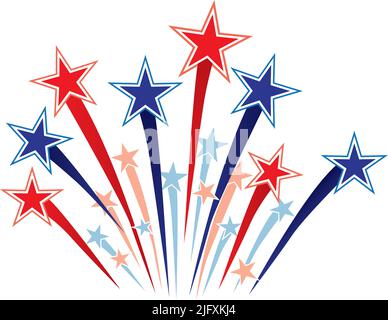 shooting stars starburst red white and blue Stock Vector