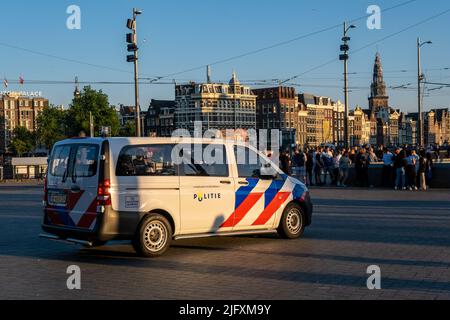 Amsterdam, The Netherlands - 22 June 2022: Police Car at Centraal Station square Stock Photo