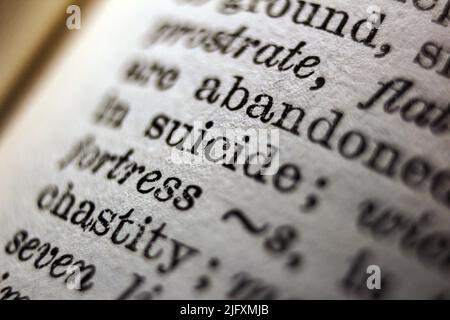Definition of word suicide on dictionary page, close-up  close-up Stock Photo