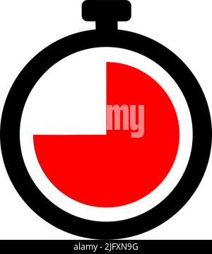 45 MINUTES. TIMER CLOCK WITH THREE QUARTERS OF AN HOUR IN RED. Stock Vector
