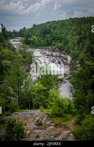 View of Onaping water falls from A Y Jackson Lookout, near Sudbury, Ontario, Canada Stock Photo