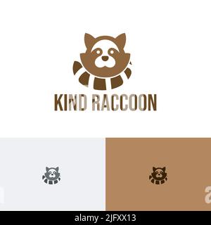 Kind Raccoon Cute Animal Kid Zoo Logo Stock Vector