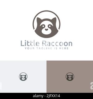 Circle Cute Little Raccoon Animal Zoo Logo Stock Vector