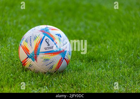 fifa world cup 2022 al riha ball turn .football (soccer) ball with ...