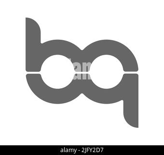 Circular combination of lowercase letters B and Q. Design for a monogram, logo, emblem or sticker. Flat style Stock Vector