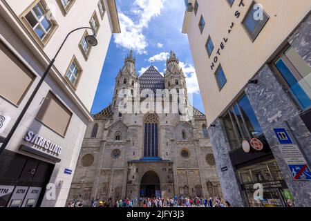 Austria, Vienna, June 10, 2022: Gothic St. Stephen Cathedral main cathedral in Vienna Stock Photo