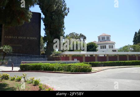 Los Angeles, California, USA 18th June 2022 A general view of atmosphere of Fairfax High School, whose former students include Singer/musician Anthony Kiedis of The Red Hot Chili Peppers, Actress Carole Lombard, Actress Demi Moore, Musician Herb Alpert, Actor David Arquette, Musician Michael Flea Balzary, Musician Tracii Guns, Opera Singer Jerome Hines, Actress Darla Hood, Actor Timothy Hutton, musician Rami Jaffee, Musician Tito Jackson, Actor David Janssen, Songwriter Carol Connors, Actor Cirroc Lofton, Actor Ricardo Montalbon and Meghan Markle's Mother Doria Ragland at 7850 Melrose Avenue o Stock Photo