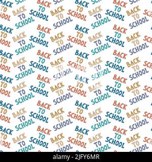Back to school pattern. Hand drawn doodle lettering. School seamless funny white background. Vector illustration. Stock Vector