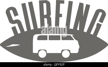 Surf bus logo on white background. Vector illustration. Stock Vector