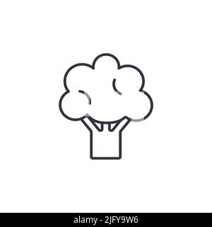 Broccoli line icon isolated vector illustration. Single black contour vegetable on white background. Healthy organic food simple silhouette Stock Vector