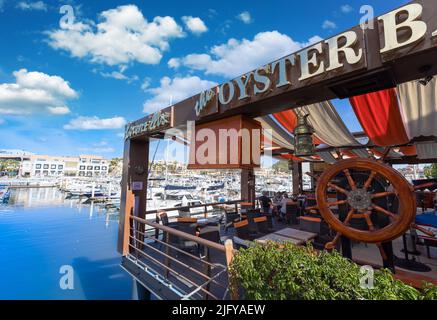 Cabo San Lucas, Los Cabos, Mexico, 2 June, 2022: Marina and yacht club area in Cabo San Lucas with restaurants, cafes and shopping malls. Stock Photo