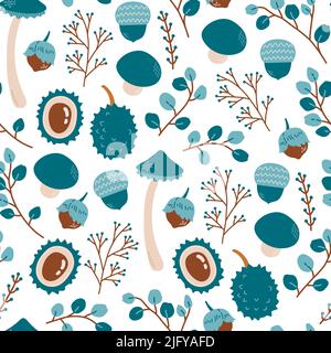 Autumn leaves and branches seamless pattern vector Stock Vector