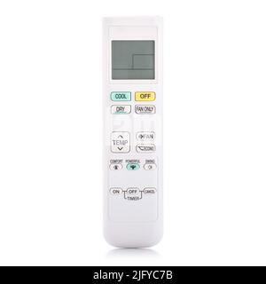White remote control for air conditioner isolated on white background Stock Photo